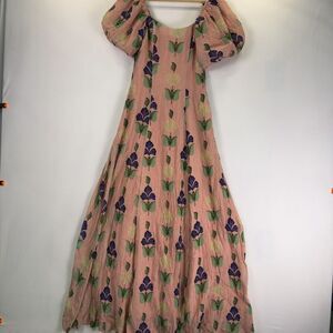 Mestiza NY Arrabbiata Floral Puff Sleeve Maxi Dress Sz 4 Wedding Event Whimsy